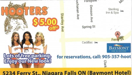 Hooters coupon card (back)