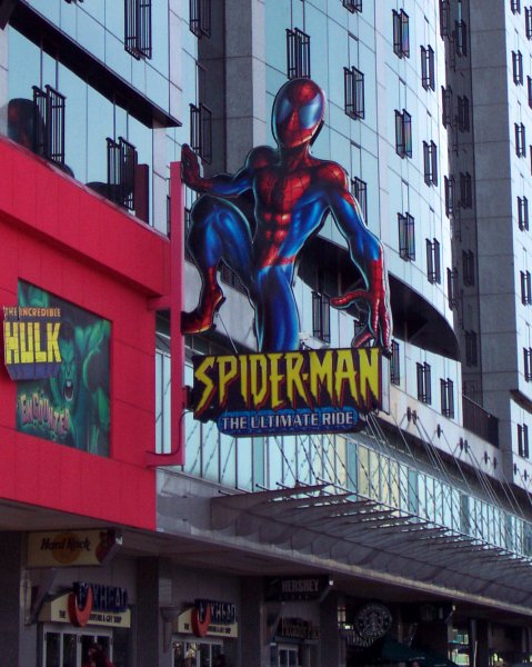 Spider-Man The Ultimate Ride sign (facing north)