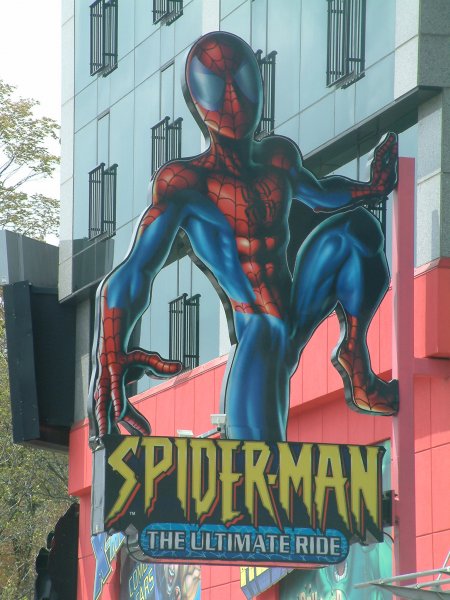 Spider-Man The Ultimate Ride sign (facing south)