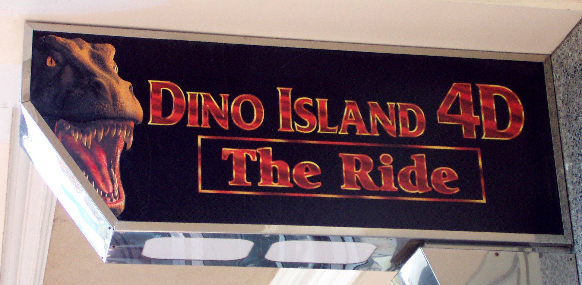 Dino Island 4D The Ride sign
