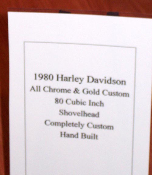 1980 Harley Davidson All Chrome and Gold Custom sign