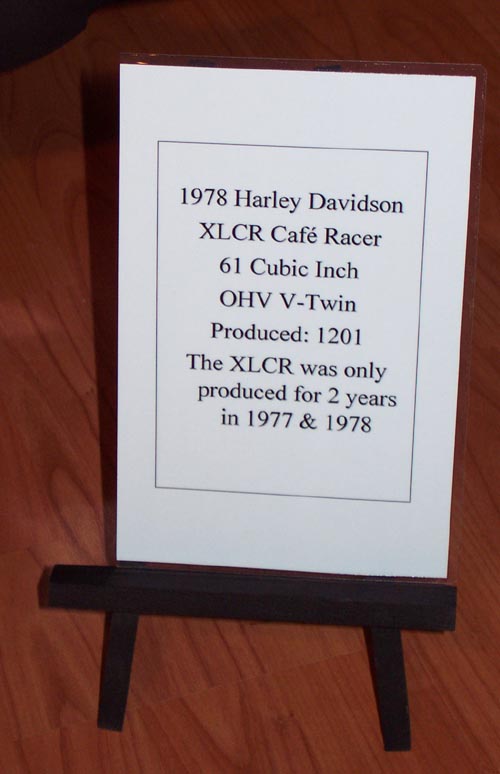 1978 Harley Davidson XLCR Cafe Racer sign