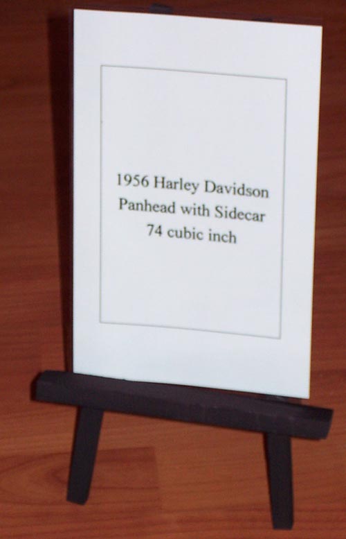 1956 Harley Davidson Panhead with Sidecar sign