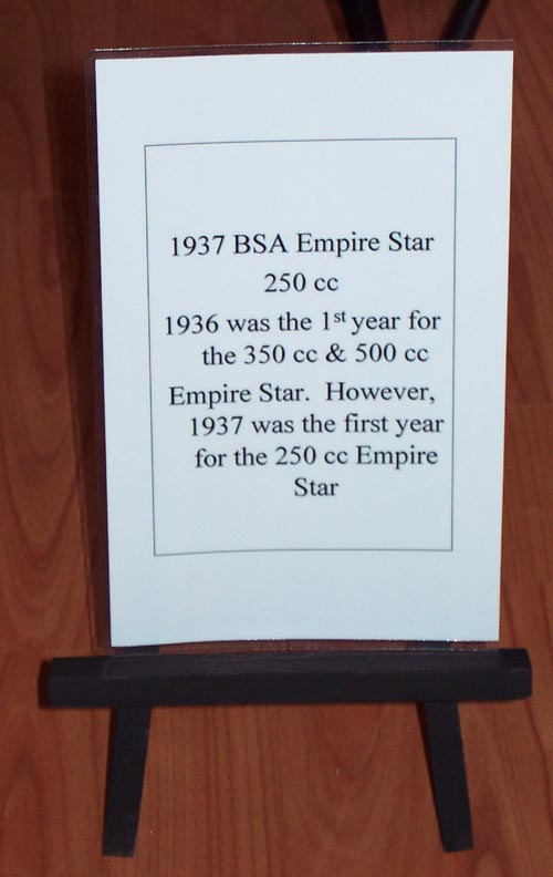1937 BSA Empire Star sign