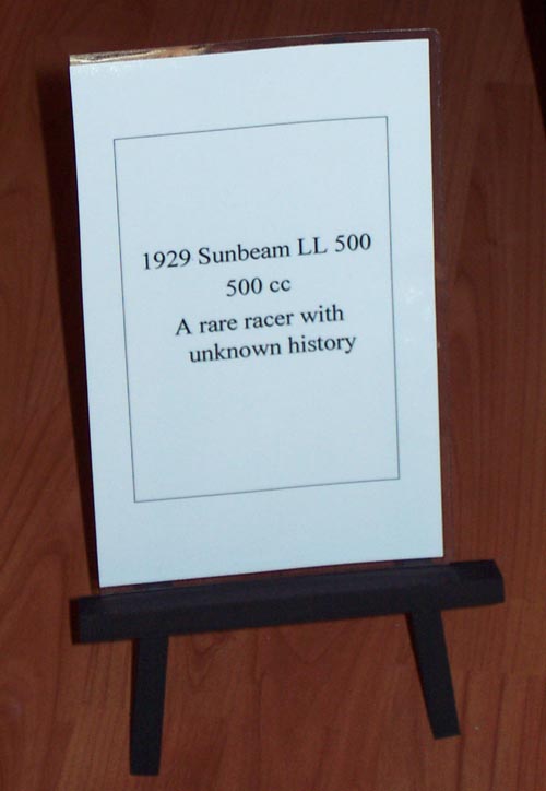 1929 Sunbeam LL 500 sign