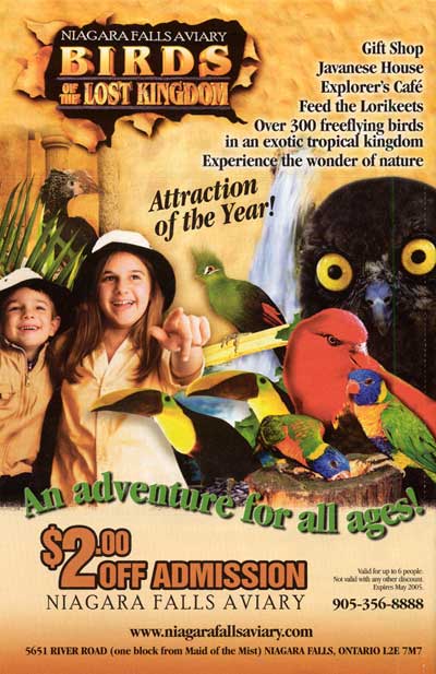 Niagara's Super Saver ad for Niagara Falls Aviary