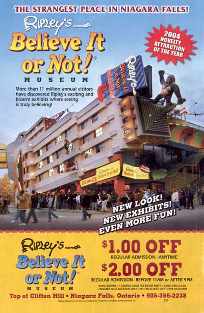 Niagara's Super Saver 2005 ad for Ripley's Believe It or Not Museum