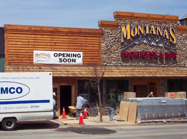 Montana's Cookhouse and Bar sign is up