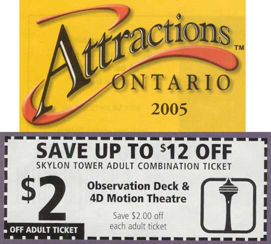 Attractions Ontario 2005 Skylon Tower coupon