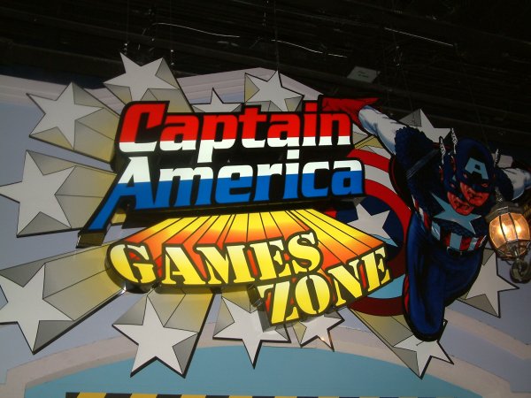 Captain America Games Zone sign (with flash)