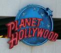 Planet Hollywood sign on side of parking garage