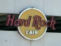 Hard Rock Cafe sign on side of parking garage