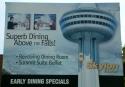 Skylon Tower billboard featuring early dining specials